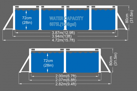 Каркасный бассейн Avenli 6075 л