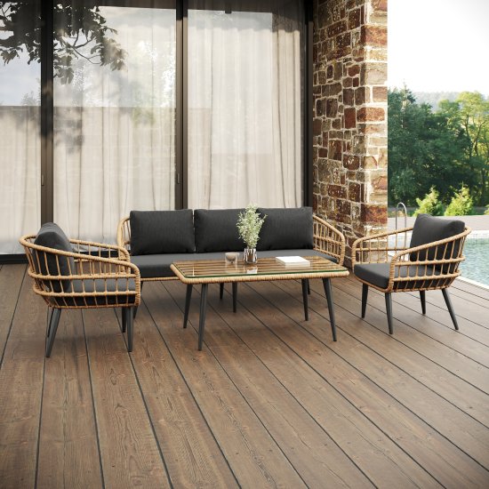 Набор садовой мебели LIANA алюминий цвет грано/темно-серый диван - 1 шт стол - 1 шт кресло - 2 шт