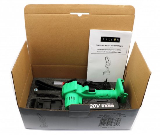 Пила аккумуляторная Zitrek Greensaw 082-1850 20 В шина 10 см 2x1.5 Ач АКБ и ЗУ в комплекте