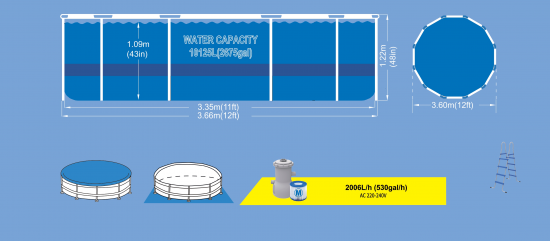 Каркасный бассейн Avenli 366x122 см 10125 л