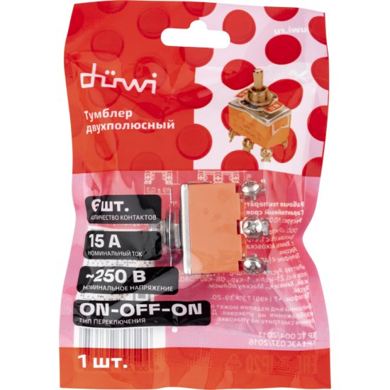 Тумблер Düwi KN-203 на 3 положения 250 В 1NO+1NC IP20 (26865 9)