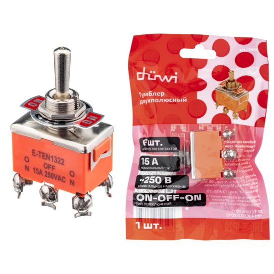 Тумблер Düwi KN-203 на 3 положения 250 В 1NO+1NC IP20 (26865 9)