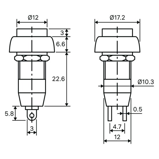 Кнопка выпирающая Düwi PBS-11B 250 В IP20 без фиксации красная (26856 7)