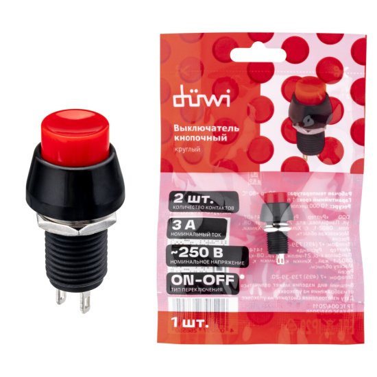 Кнопка выпирающая Düwi PBS-11А 250 В IP20 красная (26855 0)