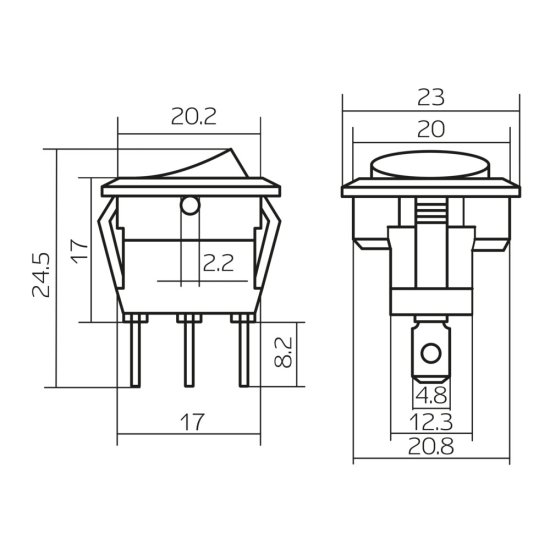 Кнопка круглая Düwi 26848 2 250 В IP20 с подсветкой красная