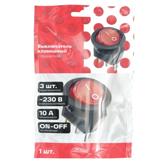 Кнопка круглая Düwi 26849 9 250 В IP20 с подсветкой красная