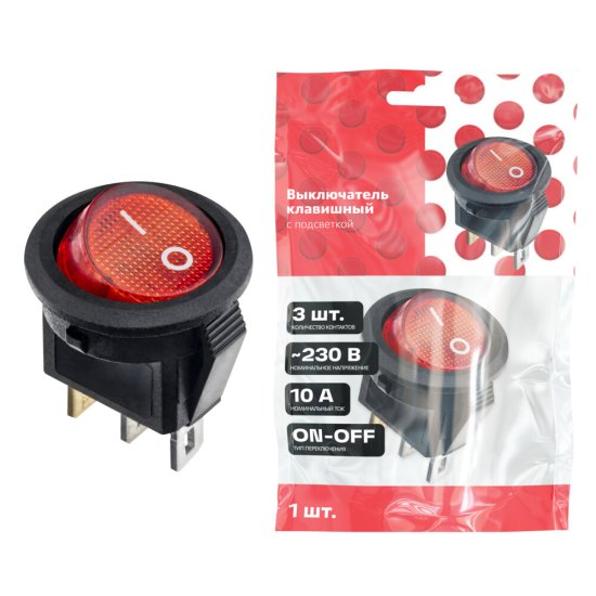 Кнопка круглая Düwi 26849 9 250 В IP20 с подсветкой красная