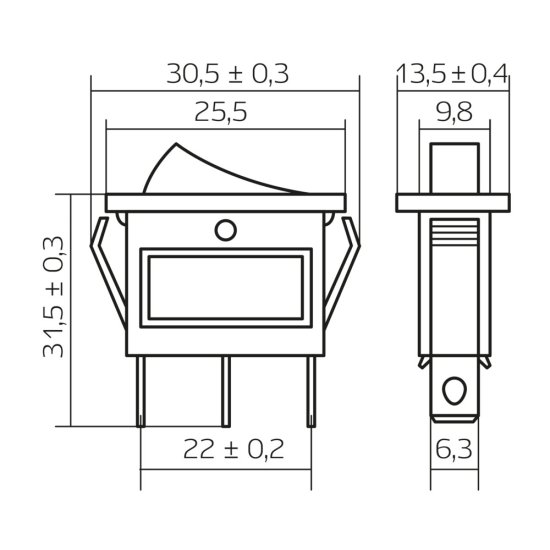 Кнопка прямоугольная Düwi 26847 5 250 В IP20 с подсветкой красная
