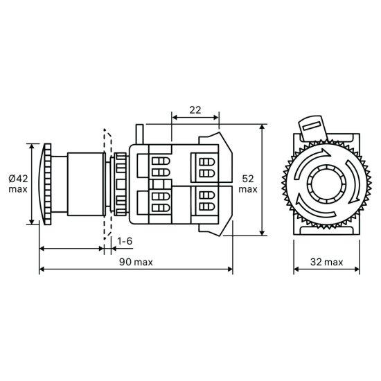 Кнопка грибок Düwi 26863 5 250 В IP40 с фиксацией красная
