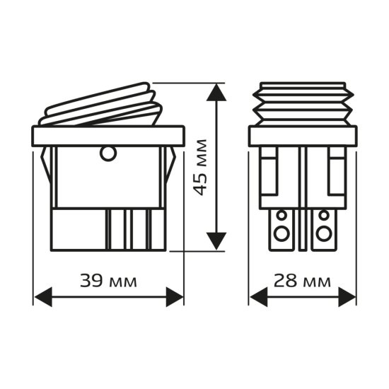 Кнопка прямоугольная Düwi 26845 1 250 В IP65 с подсветкой красная