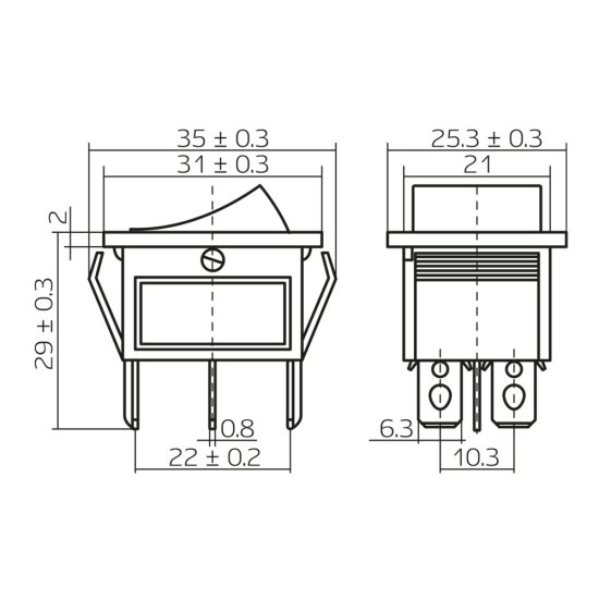 Кнопка прямоугольная Düwi 26841 3 250 В IP20 с подсветкой красная
