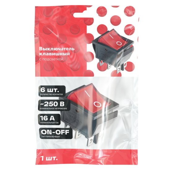 Кнопка прямоугольная Düwi 26841 3 250 В IP20 с подсветкой красная