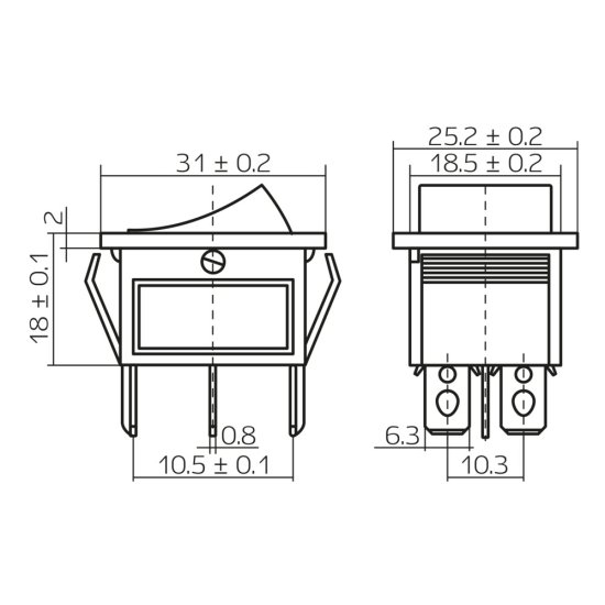 Кнопка прямоугольная Düwi 26842 0 250 В IP20 с подсветкой красная