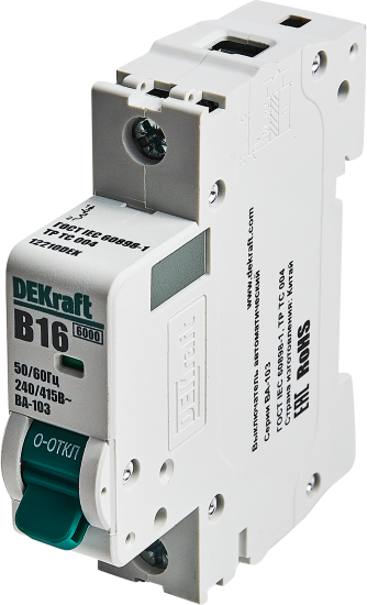 Автоматический выключатель Dekraft ВА-103 1P B16 А 6 кА 12209DEK