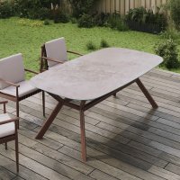 Стол садовый Naterial Retro 200x100x74 см стекло/алюминий цвет бежево-коричневый