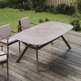 Стол садовый Naterial Retro 200x100x74 см стекло/алюминий цвет бежево-коричневый