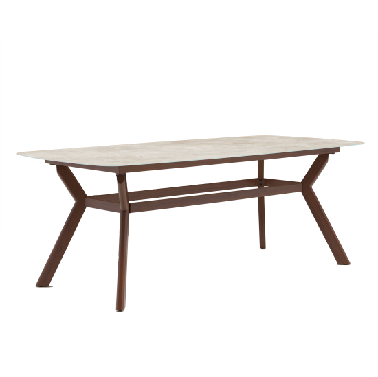 Стол садовый Naterial Retro 200x100x74 см стекло/алюминий цвет бежево-коричневый