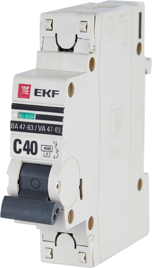 Автоматический выключатель EKF ВА47-63 1P C40 A 4.5 кА