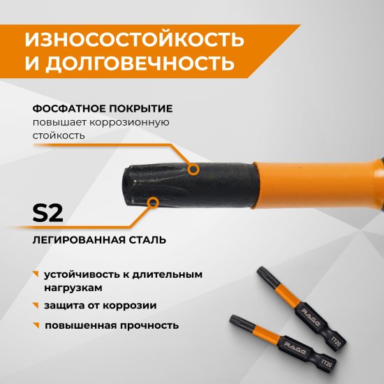 Бита ударная Rage 554147 T20x50 мм, 2 шт.