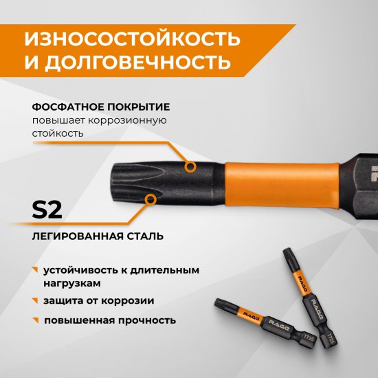 Бита ударная Rage 554148 T25x50 мм, 2 шт.