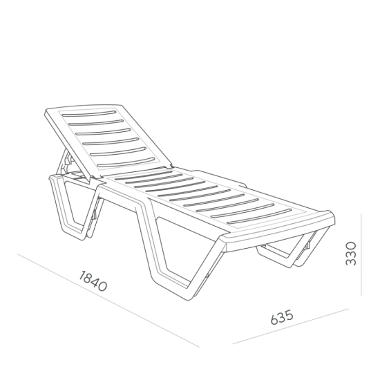 Шезлонг Атлант 186x63x32 см пластик белый