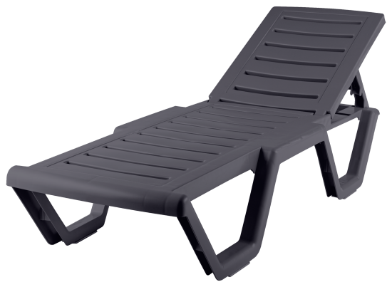 Шезлонг Атлант 184x62x33 см пластик цвет графит