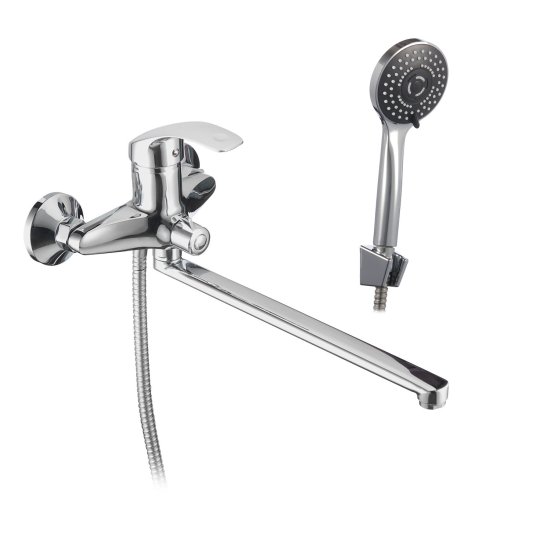 Смеситель для ванны Corsa Deco Wave L хром однорычажный с длинным изливом с лейкой (1010686)