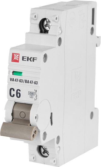 Автоматический выключатель EKF ВА47-63 1P C6 A 4.5 кА