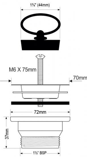 Выпуск для мойки McAlpine с пробкой ø70мм MRSKW2