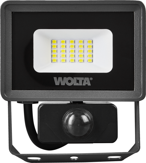 Прожектор светодиодный уличный Wolta WFL-20W/08S 20 Вт 5700 К IP65 нейтральный белый свет с датчиком движения