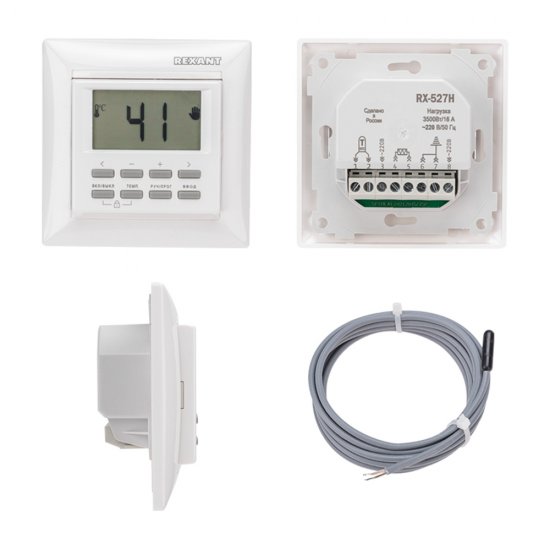 Терморегулятор цифровой программируемый для теплого пола Rexant RX-527H белый