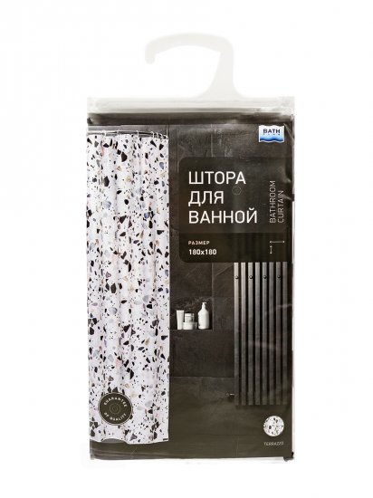 Штора для ванной Bath Plus Terrazzo CH-21264 180x180 см цвет белый черный серый