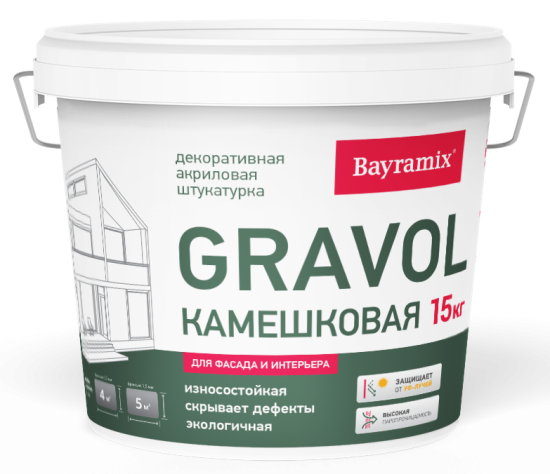 Штукатурка декоративная камешковая Bayramix Gravol 1 15 кг цвет белый