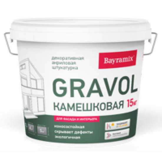 Штукатурка декоративная камешковая Bayramix Gravol 1 15 кг цвет белый