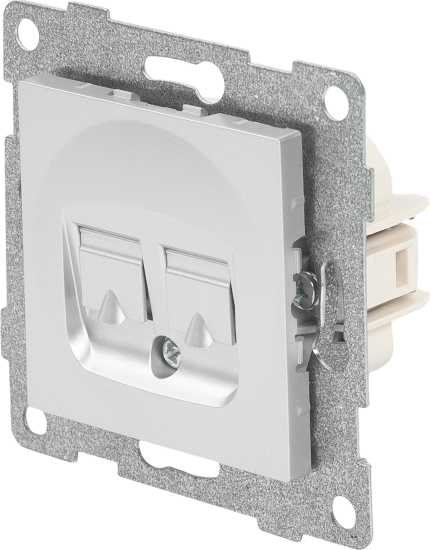 Розетка компьютерная встраиваемая Gusi Electric без заземления RJ45/RJ12 цвет серебро