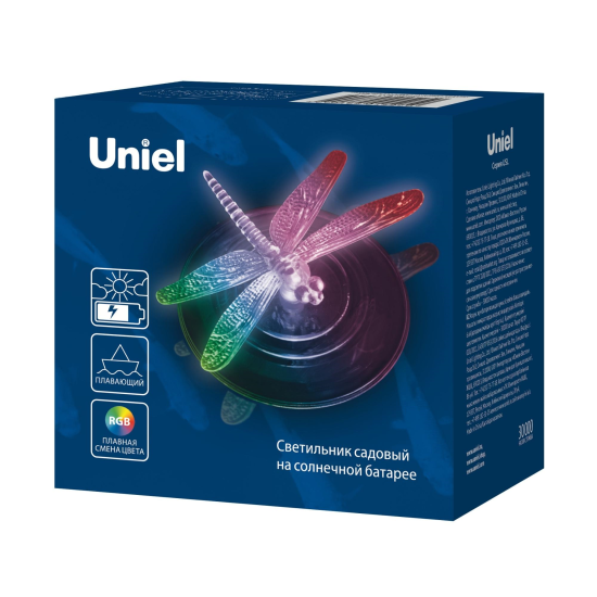 Светильник садовый плавающий Uniel Dragon Fly на солнечных батареях 10x10x6 см RGB свет цвет черный