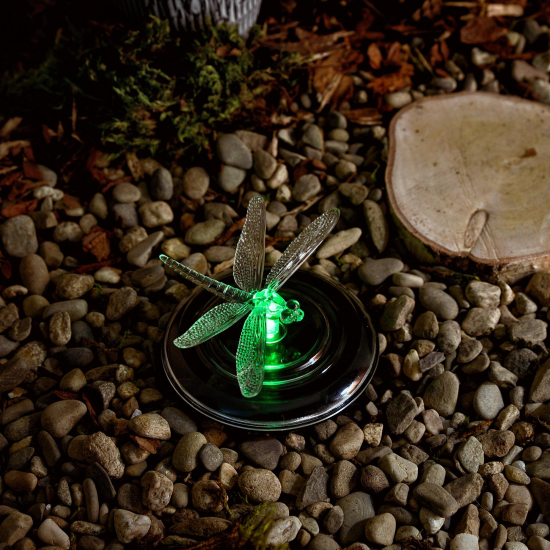 Светильник садовый плавающий Uniel Dragon Fly на солнечных батареях 10x10x6 см RGB свет цвет черный