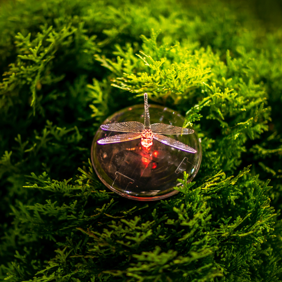 Светильник садовый плавающий Uniel Dragon Fly на солнечных батареях 10x10x6 см RGB свет цвет черный