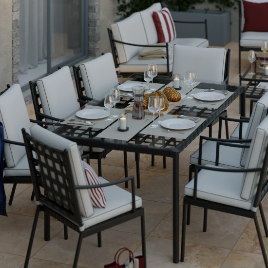 Стол садовый Naterial Victoria 180x100x74 см сталь/стекло цвет черный