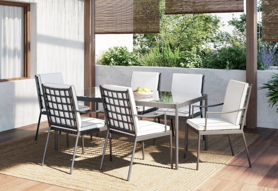 Стол садовый Naterial Victoria 180x100x74 см сталь/стекло цвет черный