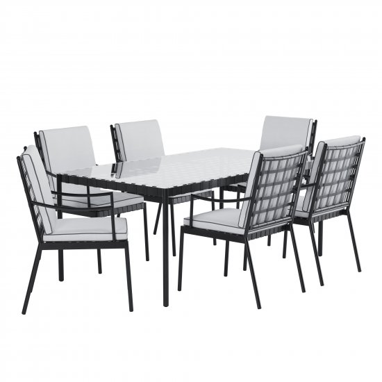 Стол садовый Naterial Victoria 180x100x74 см сталь/стекло цвет черный