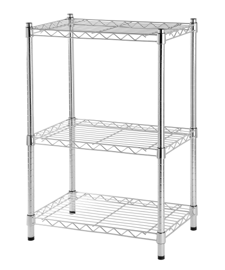 Стеллаж сетчатый металл 3 полки 60x90x35 см цвет хром нагрузка на полку 50 кг