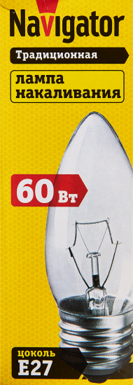 Лампа накаливания Navigator E27 230 В 60 Вт свеча 660 лм