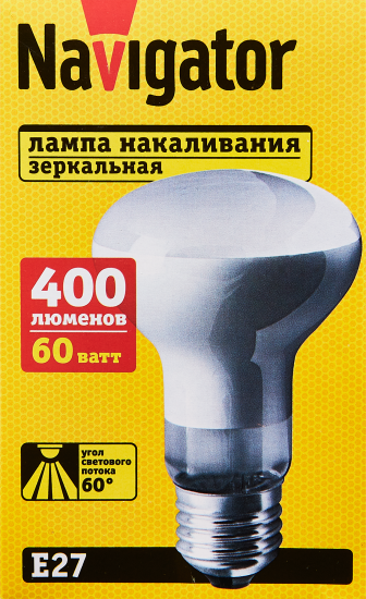 Лампа накаливания Navigator E27 230 В 60 Вт гриб 4000 лм теплый белый свет