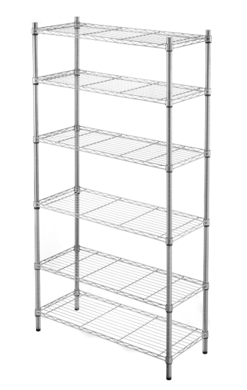 Стеллаж сетчатый металл 6 полок 90x180x35 см цвет хром нагрузка на полку 50 кг
