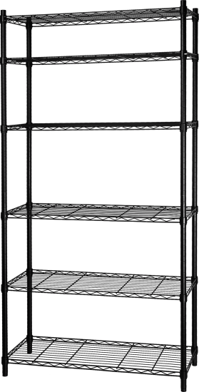 Стеллаж сетчатый металл 6 полок 90x180x35 см цвет черный нагрузка на полку 50 кг