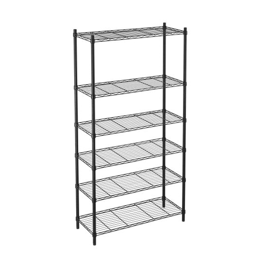 Стеллаж сетчатый металл 6 полок 90x180x35 см цвет черный нагрузка на полку 50 кг