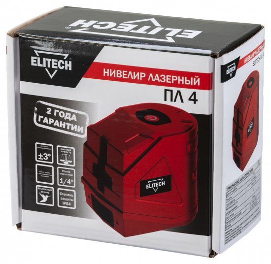 Нивелир лазерный Elitech ПЛ 4, 15 м