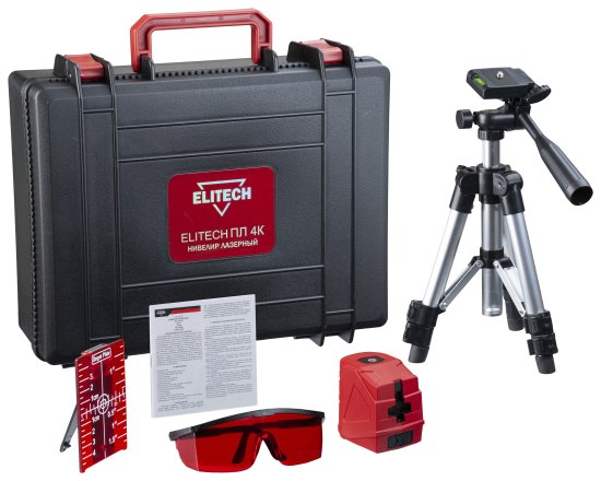 Нивелир лазерный Elitech ПЛ 4К штатив в комплекте, 15 м
