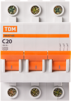 Автоматический выключатель TDM Electric ВА47-63 3P C20 А 4.5 кА SQ0218-0020